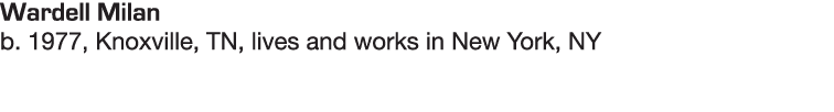 Wardell Milan b  1977, Knoxville, TN, lives and works in New York, NY