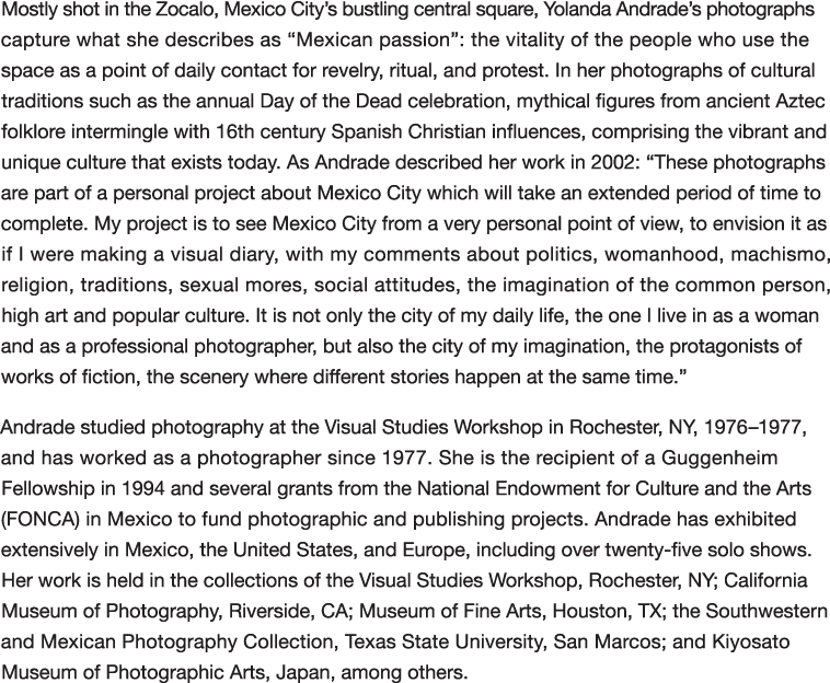 Mostly shot in the Zocalo, Mexico City s bustling central square, Yolanda Andrade s photographs capture what she desc   