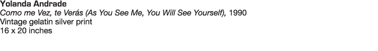 Yolanda Andrade Como me Vez, te Ver s (As You See Me, You Will See Yourself), 1990 Vintage gelatin silver print 16 x    