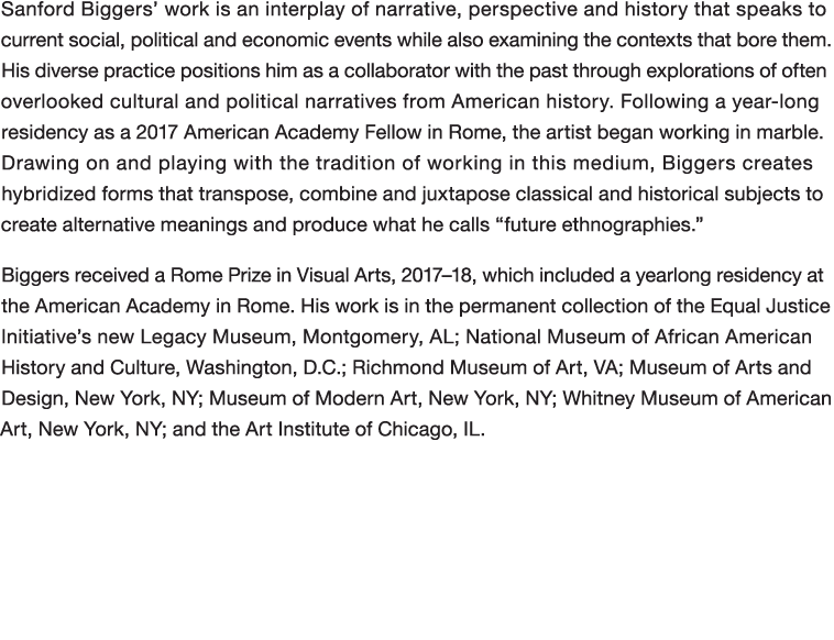 Sanford Biggers  work is an interplay of narrative, perspective and history that speaks to current social, political    